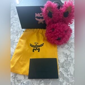 MCM Pink Shearling Bunny Bag Charm / Keychain